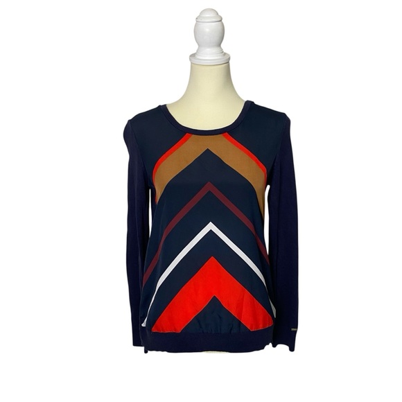 Tommy Hilfiger Navy Blue Geometric Pattern Sweater Women's Size Small - Picture 1 of 13